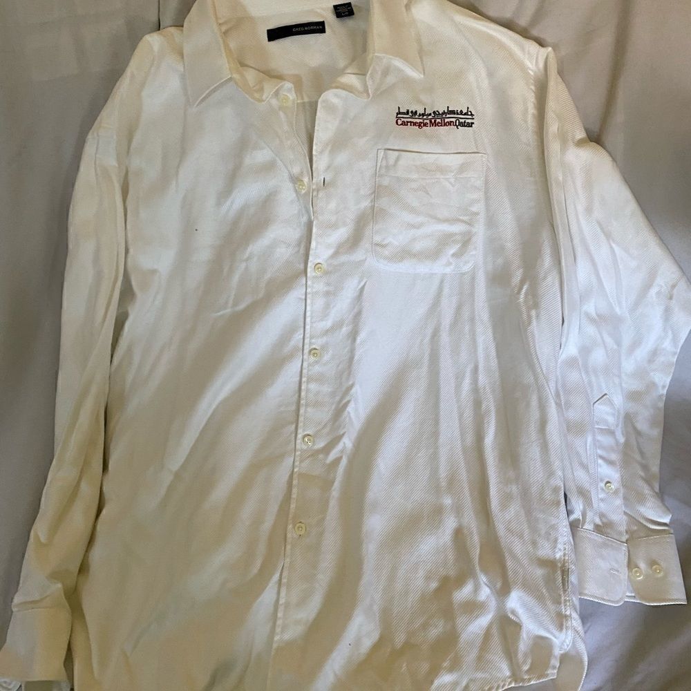 Greg Norman button down Carnegie Mellon Qatar Size L